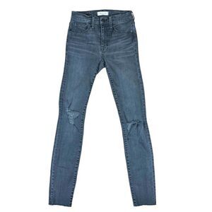 Madewell Distressed Black Washed 9” High-rise Skinny Jeans